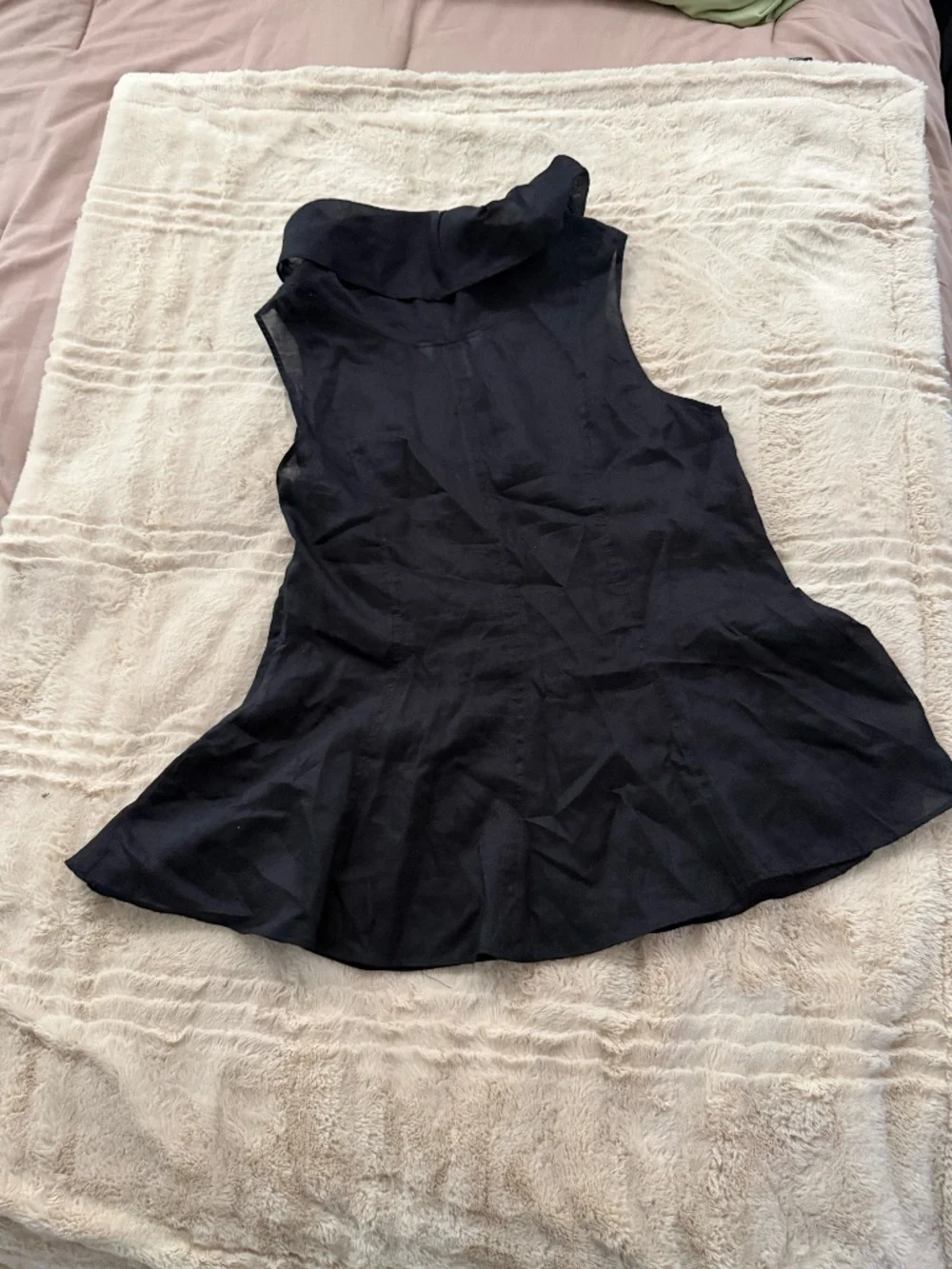 H&M Edition Black Cowl Neck Peplum Top Sleeveless Size M